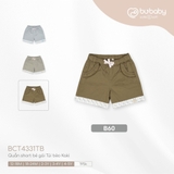 (12M-4Y) BU - Quần short bé gái Túi bèo Kaki BCT4331TB - Nâu vàng