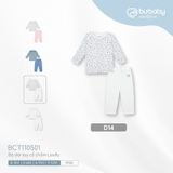 (0M-9M) BU - Bộ dài tay cổ chồm Leafly BCT110501 - trắng in lá , trắng