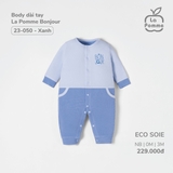 (NB-3M) LP - Body dài tay La Pomme Bonjour - Xanh BJ