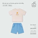 (9M-4Y) LP - Bộ cộc tay La Pomme giả bò viền điệu - Hồng