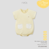 (0M-9M) NOUS - Bộ romper cộc tay vàng túi ốp trắng - 0-3M