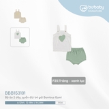 (6M-18M) BU - Bộ áo 2 dây, quần đùi bé gái Gami BBB153101 - trắng / xanh lục
