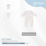 (1M-9M) BU - Body dài tay cổ chồm Gloute BCT210502 - Trắng in ké nâu