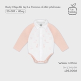 (0M-6M) LP S40 - Body Chip dài tay La Pomme cổ đức phối màu - Hồng