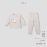 (3Y-5Y) NOUS - Bộ dài tay màu xám in trang trí - 3-4Y