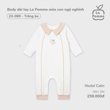 (0M-3M) LP - Body dài tay La Pomme mèo con ngộ nghĩnh - Trắng be
