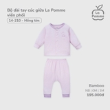 (NB-3M) LP S30 - Bộ dài tay cúc giữa La Pomme viền phối - Hồng tím