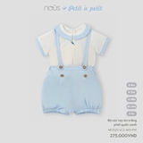 (6M-2Y) NOUS - Bộ cộc tay áo trắng phối quần xanh - 18-24M