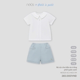(6M-2Y) NOUS - Bộ cộc chui đầu áo trắng phối quần xanh - Hồng