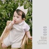 (0M-9M) NOUS S25 NP25 - Bộ yếm cộc kẻ ghi kèm áo sơ mi trắng - - 9-12M