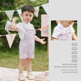 (6M-2Y) NOUS Z40 - Bộ yếm cộc kẻ ghi kèm áo sơ mi cộc màu trắng - 2-3Y