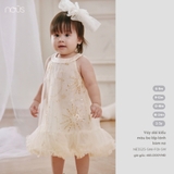 (6M-2Y) NOUS S25 NP25 - Váy dài kiểu màu be lấp lánh kèm nơ - - 12-18M