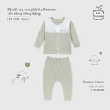 (NB-3M) LP S40 - Bộ dài tay cúc giữa La Pomme cừu bông năng động - Xanh