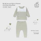 (NB-3M) LP - Bộ dài tay cúc lệch La Pomme cừu bông năng động - Xanh
