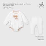 (0M-6M) LP S40 - Set body chip dài tay kèm quần La Pomme thế giới vui nhộn - Trắng