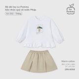 (9M-4Y) LP S40 - Bộ dài tay La Pomme bèo nhún quý cô nước Pháp - Trắng