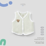 (3M-12M) NOUS MINI - Áo khoác gile vạt bầu màu xanh lá - 12-18M