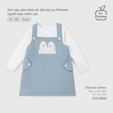 (9M-4Y) LP - Set váy yếm kèm áo dài tay La Pomme người bạn cánh cụt - Xanh