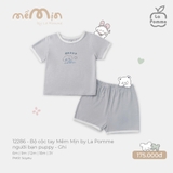 (6M-2Y) LP - Bộ cộc tay Mềm Mịn by La Pomme người bạn puppy - Ghi