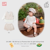 (6M-2Y) LP S40 - Bộ dài tay La Pomme kèm áo gile hoàng tử bé - Be
