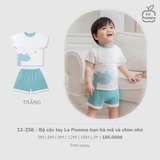 (3M-2Y) LP - Bộ cộc tay La Pomme bạn hà mã và chim nhỏ - Trắng