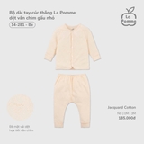 (NB-3M) LP - Bộ dài tay cúc thẳng La Pomme dệt vân chìm gấu nhỏ - Be