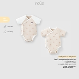 (0M-9M) NOUS - Set 2 bodysuit cộc màu be họa tiết Nous - 9-12M