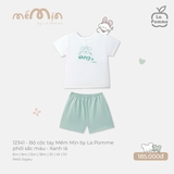 (6M-4Y) LP - Bộ cộc tay Mềm Mịn by La Pomme phối sắc màu - Xanh lá