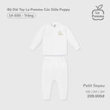 (NB-3M) LP - Bộ Dài Tay La Pomme Cúc Giữa Puppy - Trắng Puppy