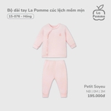 (0M-3M) LP - Bộ dài tay La Pomme cúc lệch mềm mịn - Hồng