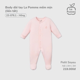 (0M-3M) LP - Body dài tay La Pomme mềm mịn (liền tất) - Hồng