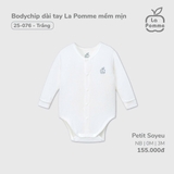 (0M-3M) LP - Body chip dài tay La Pomme mềm mịn - Trắng
