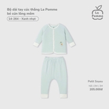 (NB-3M) LP - Bộ dài tay cúc thẳng La Pomme bé cún lông mềm - Xanh nhạt