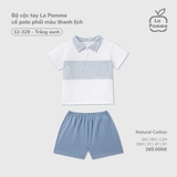 (6M-4Y) LP - Bộ cộc tay La Pomme cổ polo phối màu thanh lịch - Trắng Xanh