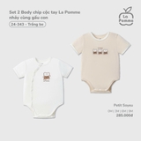 (0M-9M) LP - Set 2 Body chip cộc tay La Pomme nhảy cùng gấu con - Trắng Be