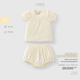 (6M-2Y) NOUS - Bộ cộc tay màu be cài vai tay bồng quần bí - 2-3Y