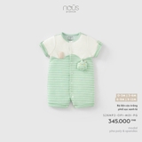 (0M-9M) NOUS - Bộ liền cộc trắng phối sọc xanh lá - 6-9M