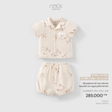 (6M-2Y) NOUS - Bộ pyjama cộc tay màu be họa tiết con ngựa phối trái tim - 12-18M