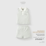 (6M-2Y) NOUS - Bộ ba lỗ màu ghi phối trắng thêu họa tiết - 9-12M