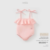 (9M-2Y) NOUS - Bộ bơi liền hai dây màu hồng thêu patch - 12-18M