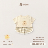 (9M-3Y) EMBES - Bộ cộc quần kẻ embes Grocery - 26-K2-08