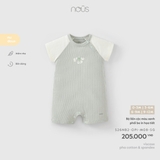 (0M-9M) NOUS - Bộ liền cộc màu xanh phối be in họa tiết - 3-6M