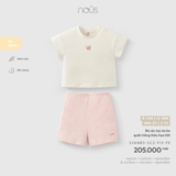 (6M-2Y) NOUS - Bộ cộc tay áo be quần hồng thêu họa tiết - 2-3Y