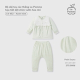 (0M-6M) LP - Bộ dài tay cúc thẳng La Pomme họa tiết dệt chìm vườn hoa nhí - Xanh mint