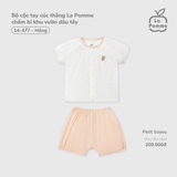 (0M-6M) LP - Bộ cộc tay cúc thẳng La Pomme chấm bi khu vườn dâu tây - Hồng