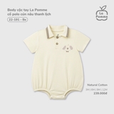 (3M-12M) LP - Body cộc tay La Pomme cổ polo cún nâu thanh lịch - Be