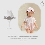(44CM-52CM) LP - Mũ La Pomme viền bèo nơ cách điệu - Trắng