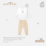 (6M-2Y) LP - Bộ dài tay Mềm Mịn by La Pomme cún bông năng động - Trắng