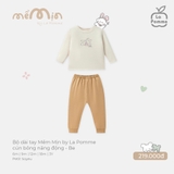 (6M-2Y) LP - Bộ dài tay Mềm Mịn by La Pomme cún bông năng động - Be