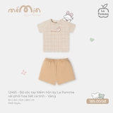 (6M-2Y) LP - Bộ cộc tay Mềm Mịn by La Pomme vải phối họa tiết cá tính - Vàng